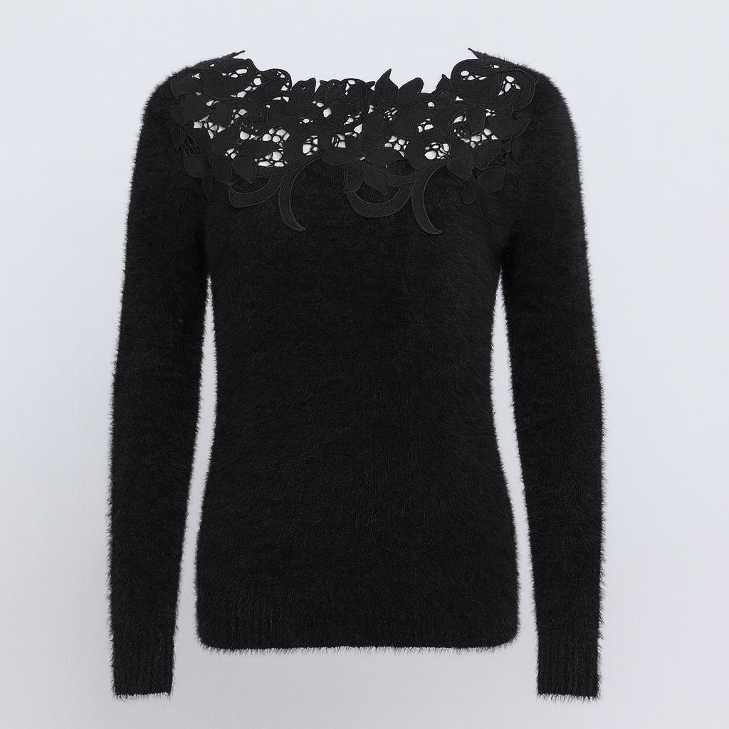 The Elodie Floral Knit Sweater – Sweaters – Black – Lila Faye