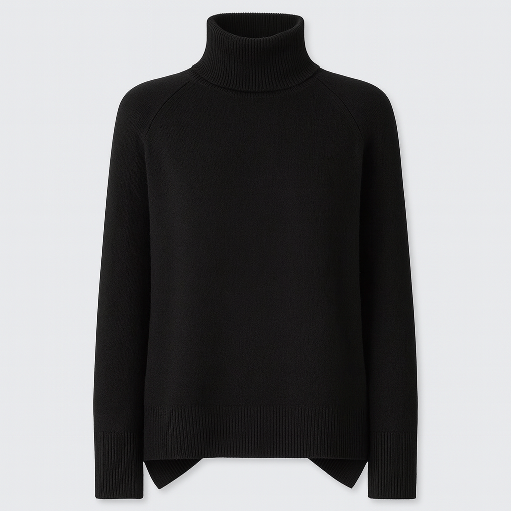 The Emilia Turtleneck Knit Sweater – Sweaters – Black – Lila Faye