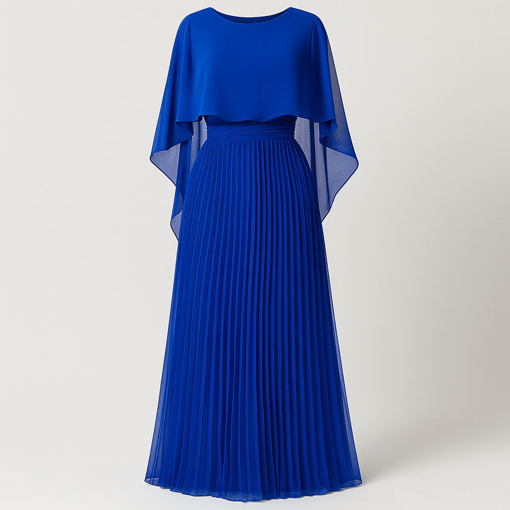 The Adriana Pleated Evening Dress – Dress – Blue – Lila Faye