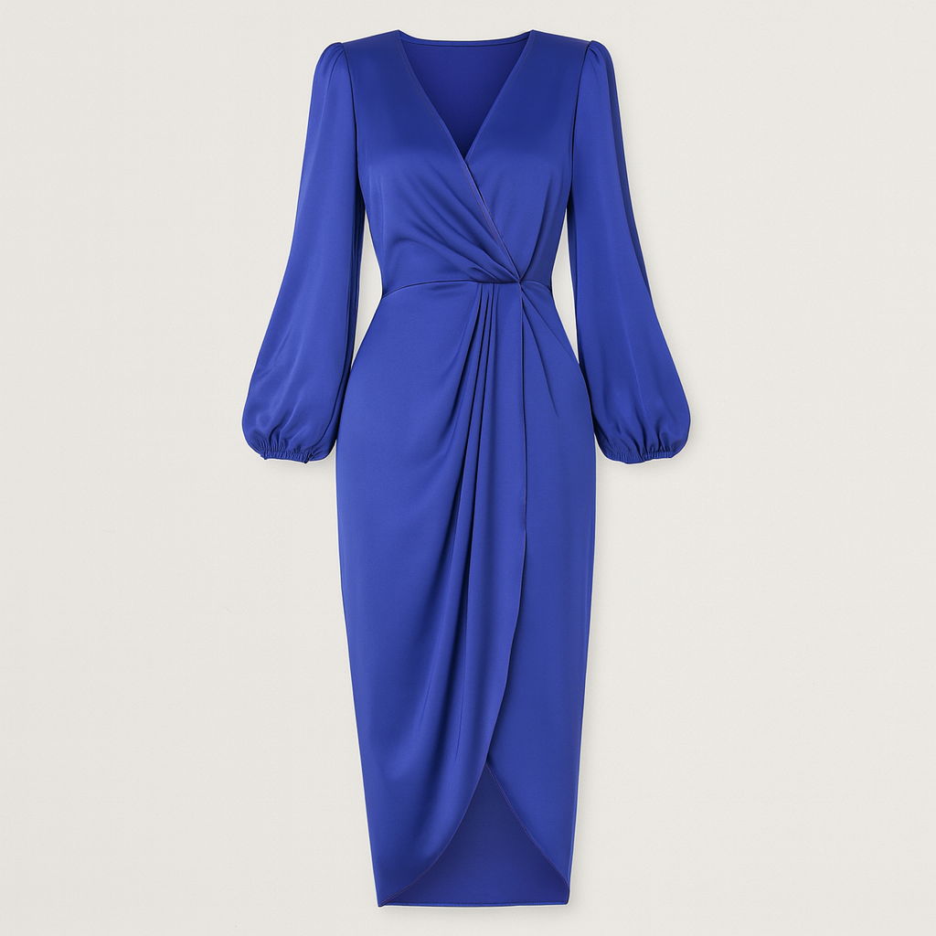 The Evelina Surplice Formal Dress – Dresses – Blue – Lila Faye