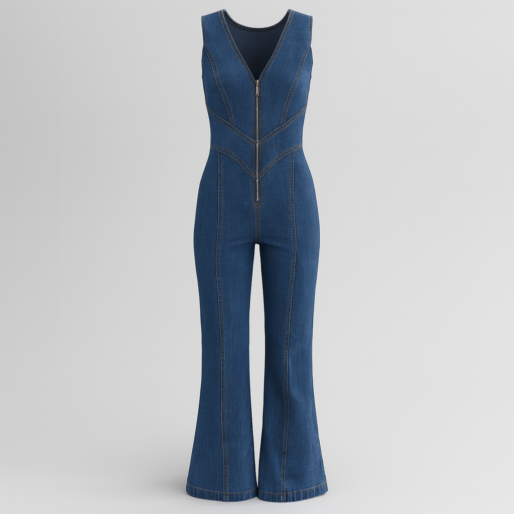 The Adele Denim Jumpsuit – Jumpsuits – Blue – Lila Faye