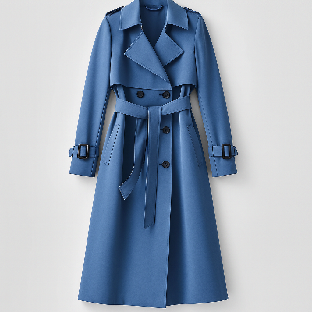 The Paige Double-Breasted Coat – Jacket – Blue – Lila Faye