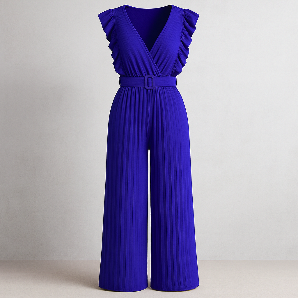 The Miriama Pleated Jumpsuit – Jumpsuits – Blue – Lila Faye