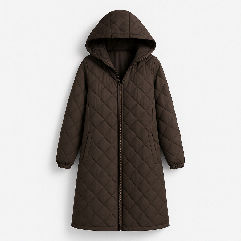 The Brielle Quilted Hooded Coat – Jacket – Brown – Lila Faye