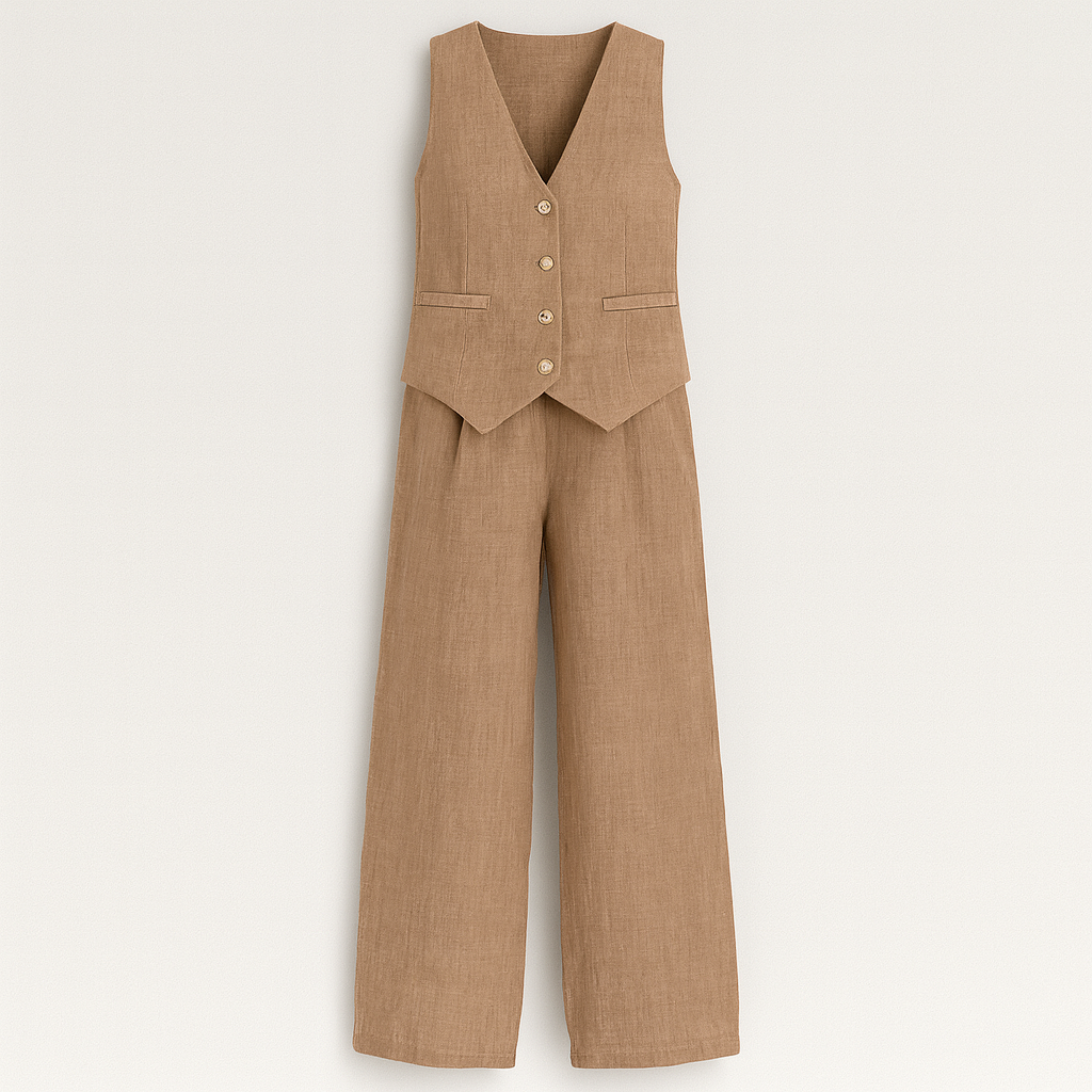 The Siena Linen Two-Piece Set – Jumpsuits – Brown – Lila Faye