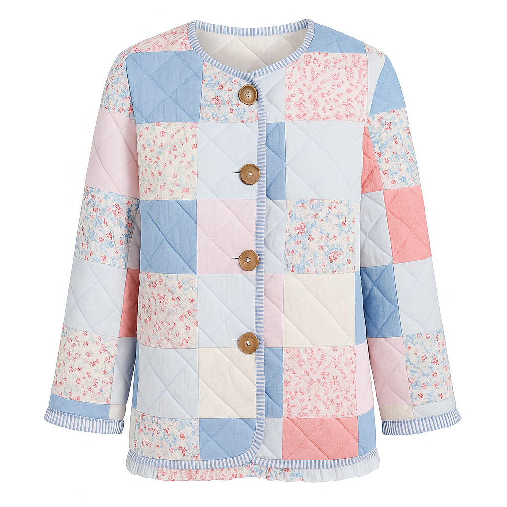 The Alivia Floral Quilted Jacket – Jacket – Blue – Lila Faye