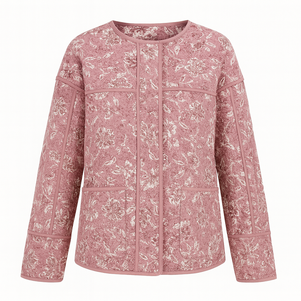 The Alivia Floral Quilted Jacket – Jacket – Pink – Lila Faye