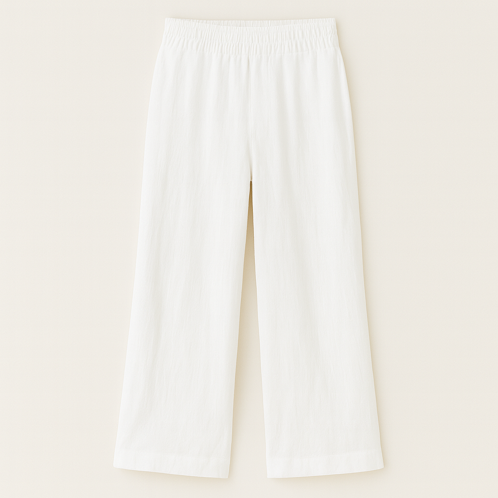 The Beatrice Linen Wide Leg Trousers – Trousers – White – Lila Faye
