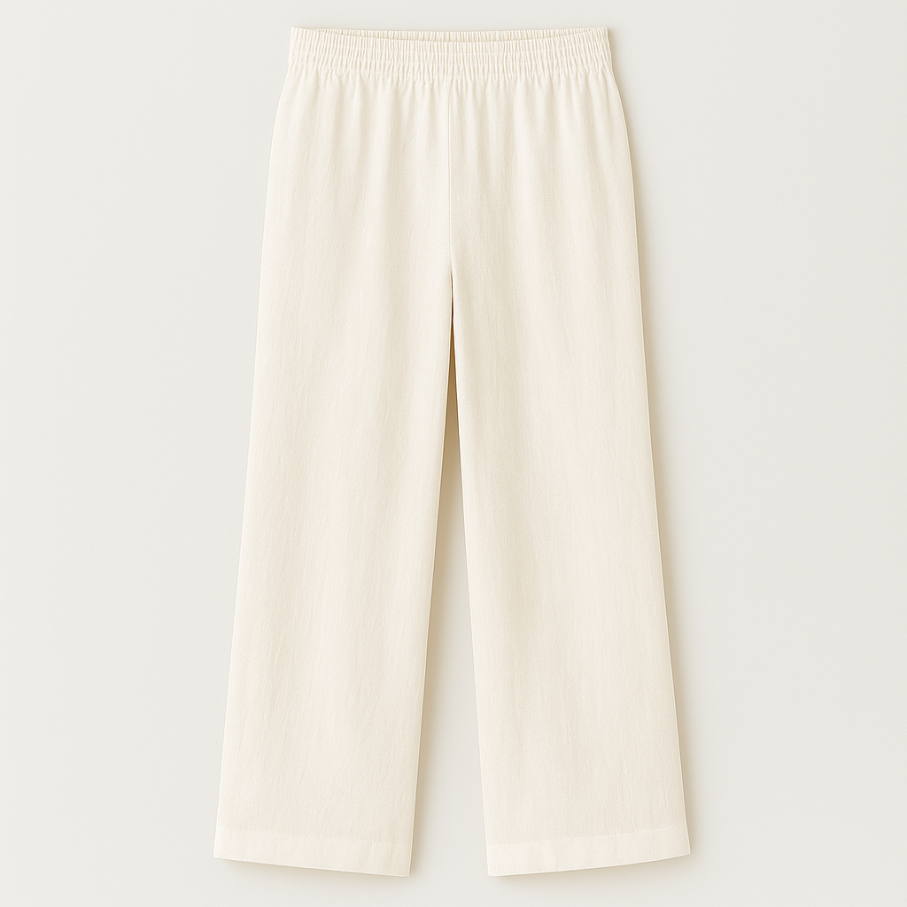 The Beatrice Linen Wide Leg Trousers – Trousers – Off-white – Lila Faye