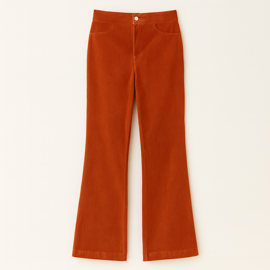 The Greta High-Waisted Flared Trousers – Trousers – Orange – Lila Faye