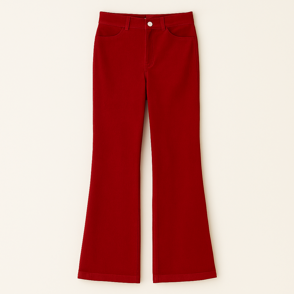 The Greta High-Waisted Flared Trousers – Trousers – Red – Lila Faye
