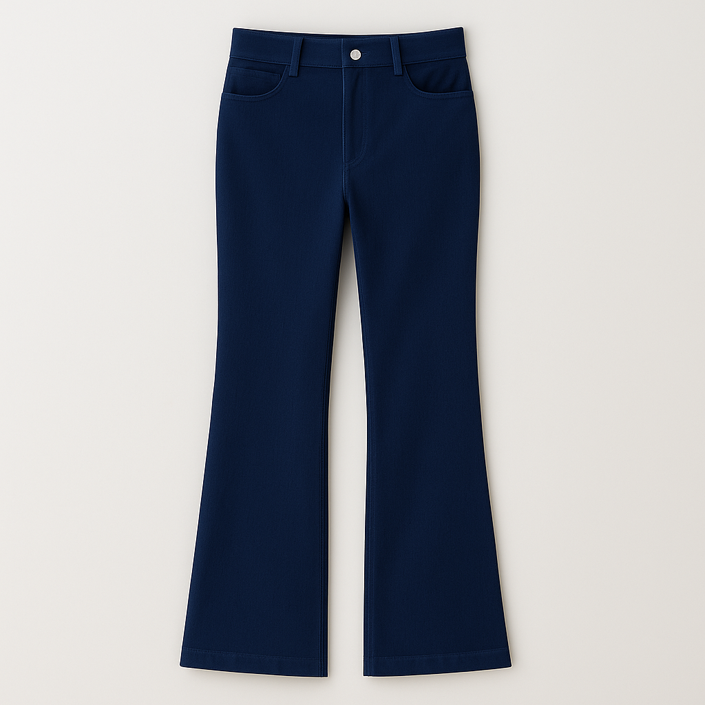 The Greta High-Waisted Flared Trousers – Trousers – Blue – Lila Faye