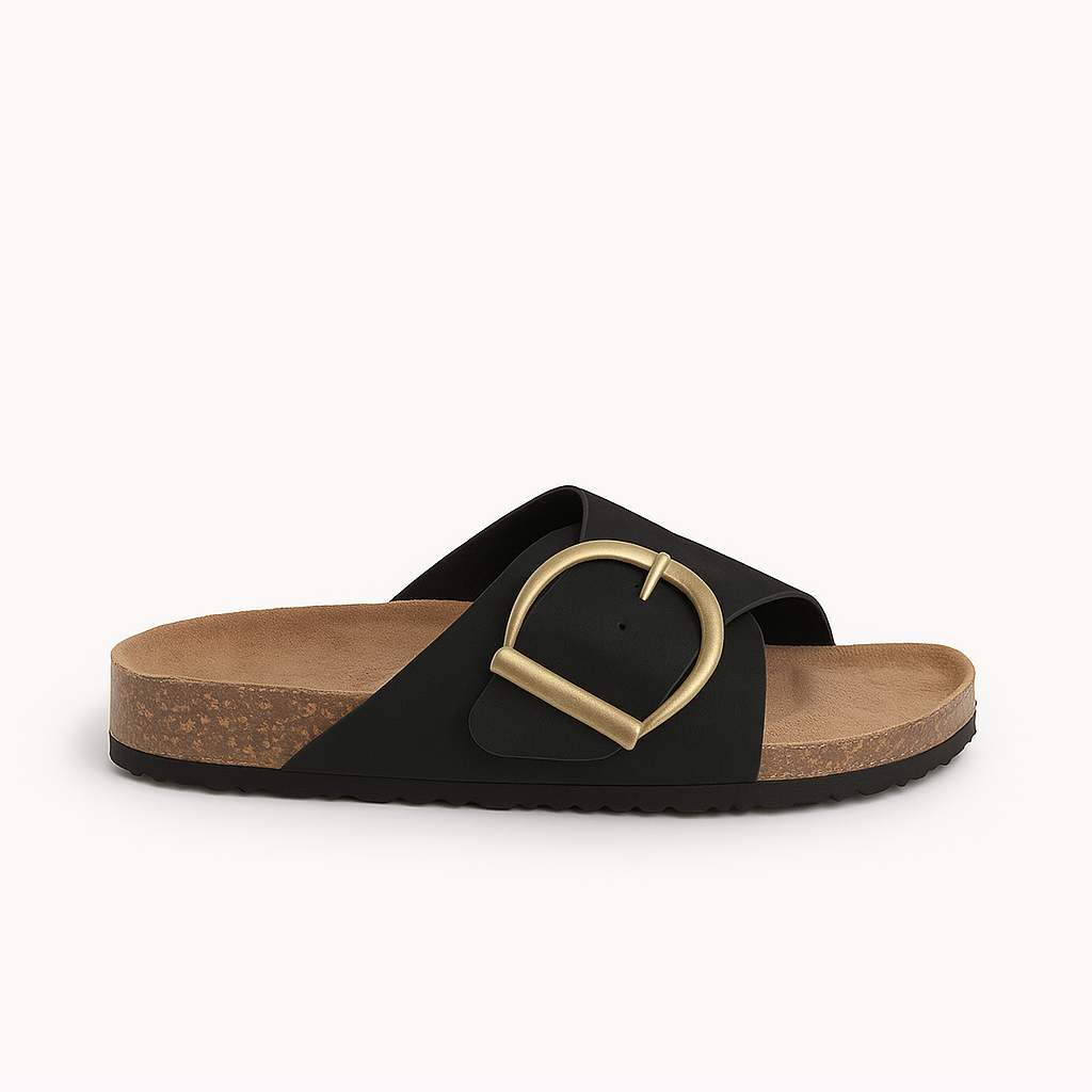 The Akiko Buckle Sandals – Sandals – Black – Lila Faye