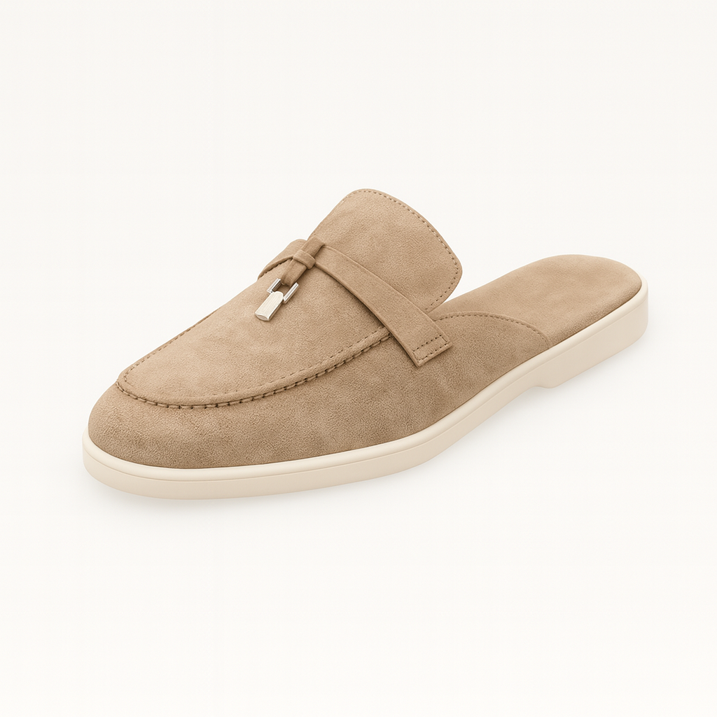 The Kayte Suede Slip-On Loafers – Loafers – Beige – Lila Faye