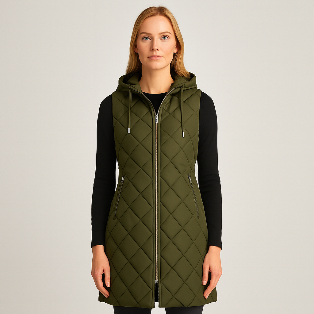 The Aoife Quilted Longline Vest – Coat – – Lila Faye