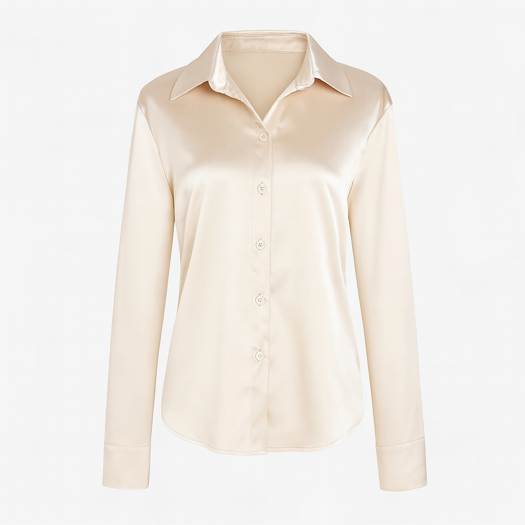 The Celestine Satin Shirt – Shirt – Gold – Lila Faye