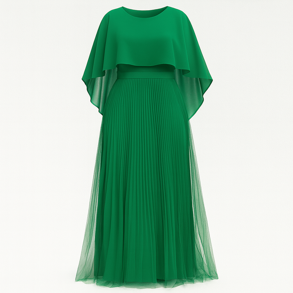 The Adriana Pleated Evening Dress – Dress – Green – Lila Faye