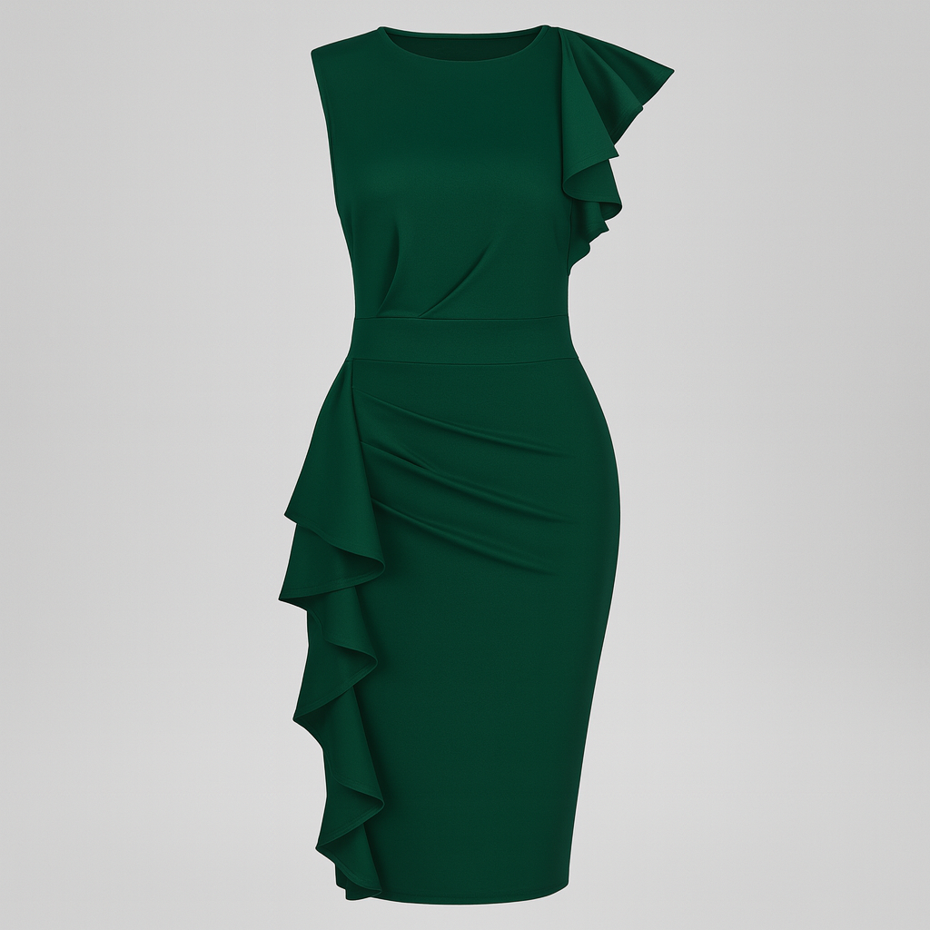 The Helena Ruffle Midi Dress – Dress – Green – Lila Faye