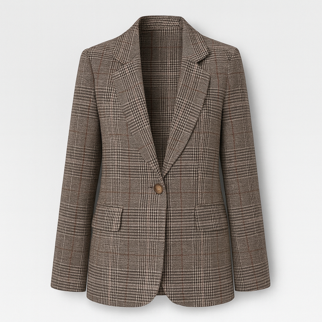 The Alina Checked Blazer – Jacket – Gray – Lila Faye