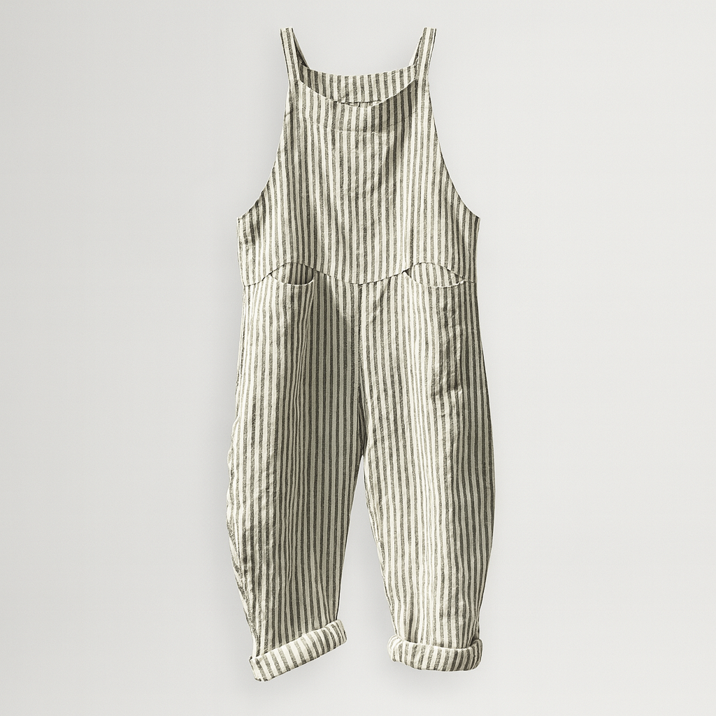 The Harper Striped Linen Jumpsuit – Jumpsuits – Gray – Lila Faye