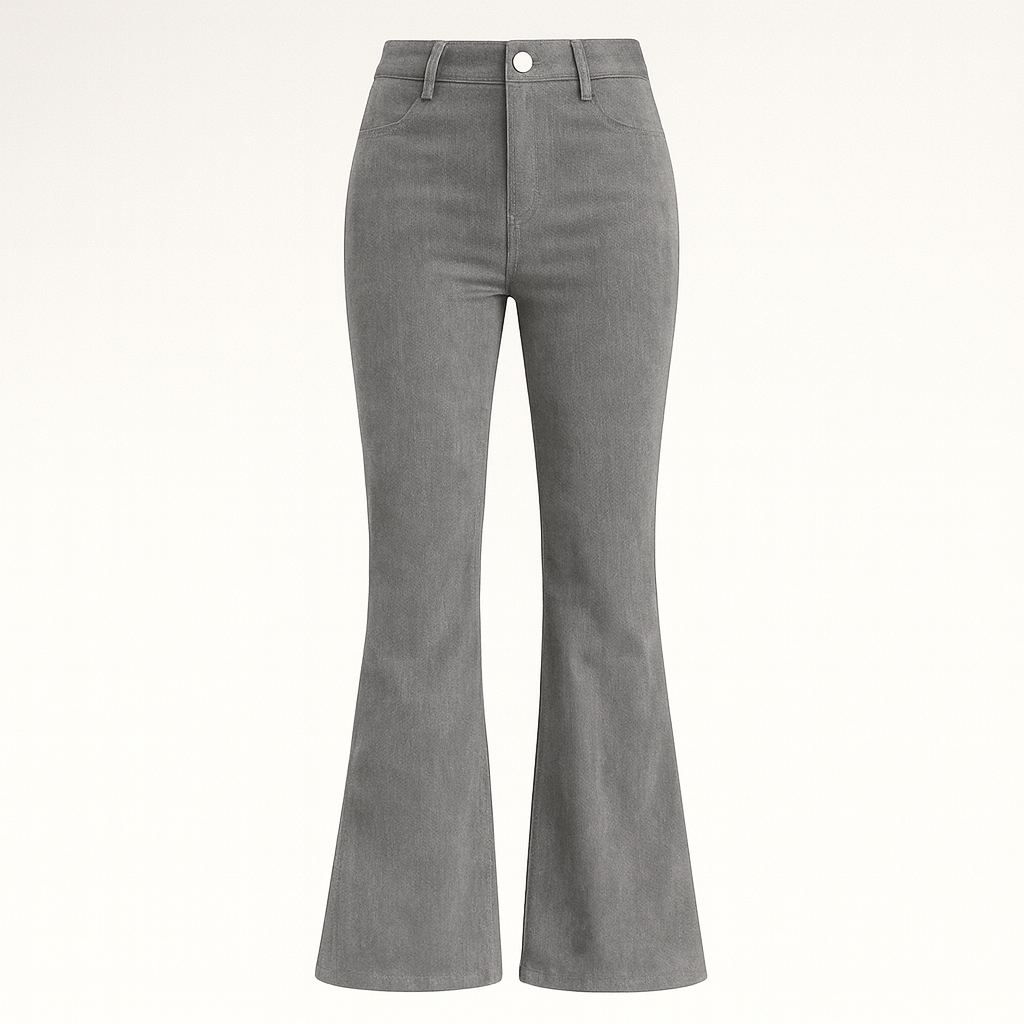 The Valentina Velvet High-Waisted Flared Pants – Trousers – Gray – Lila Faye