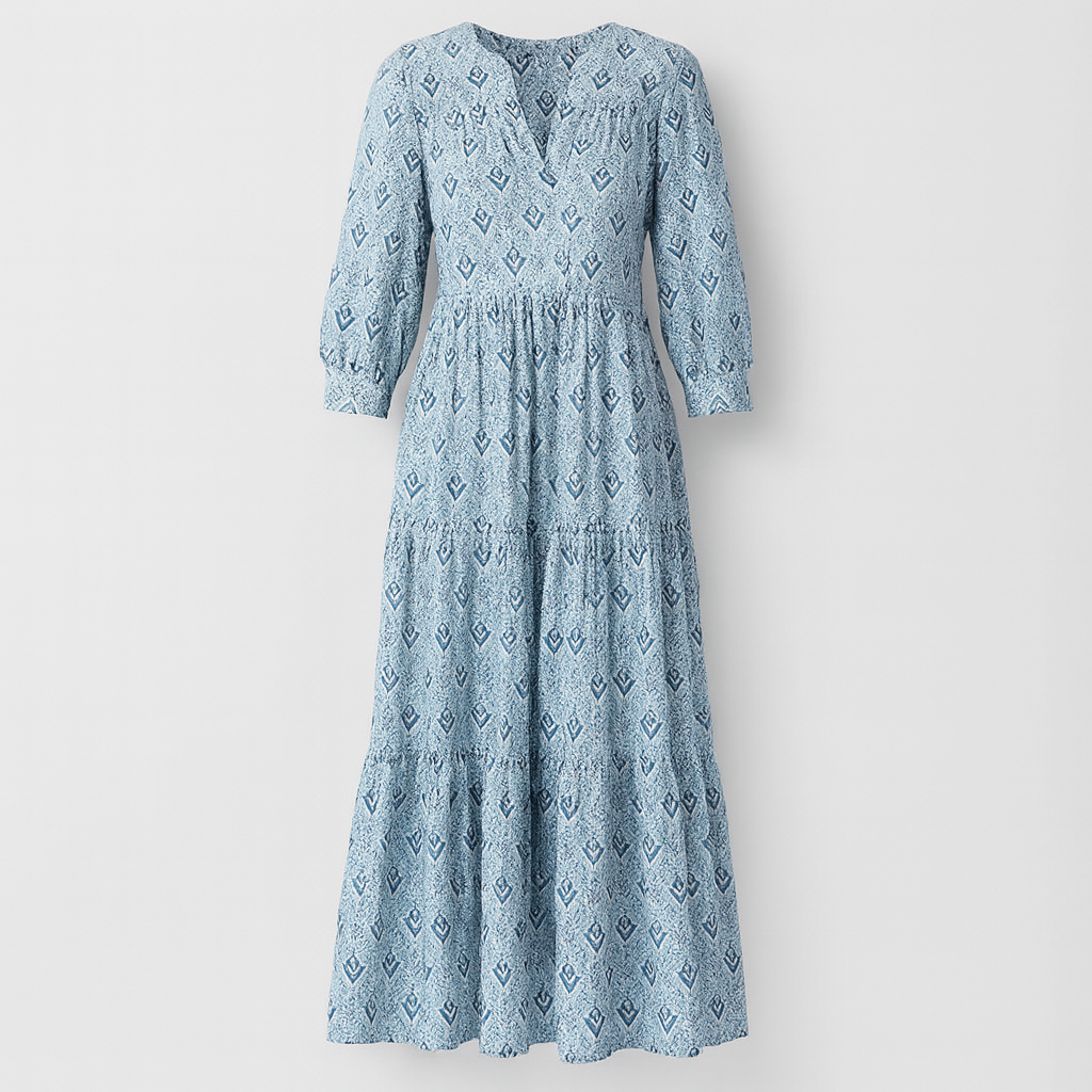 The Isla Printed Maxi Dress – Dress – Ice Blue – Lila Faye