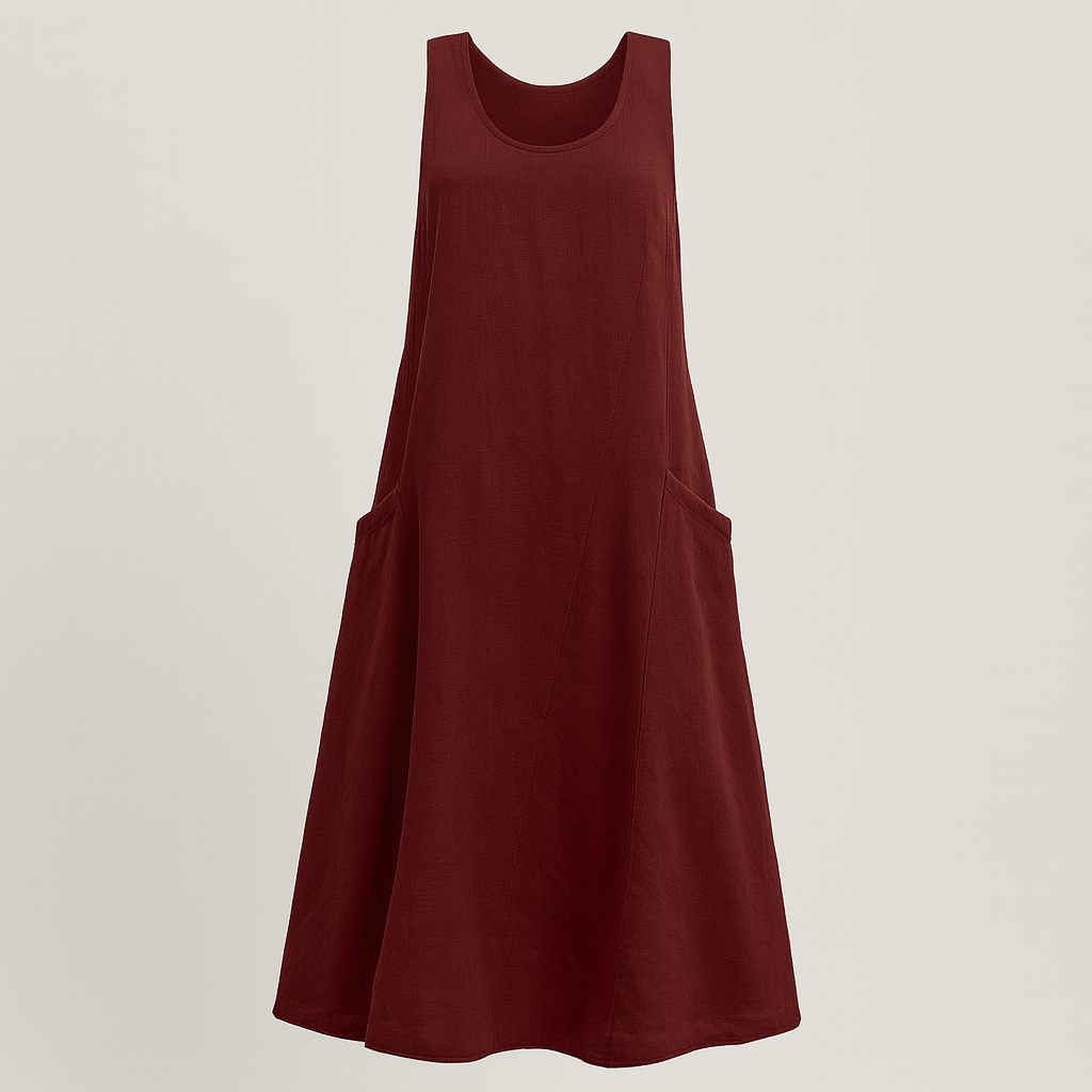 The Josephine Sleeveless Cotton-Linen Dress – Dresses – Red – Lila Faye