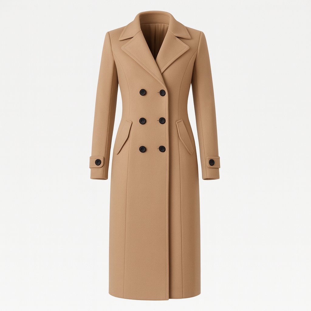 The Clarisse Long Coat – Coat – Khaki – Lila Faye