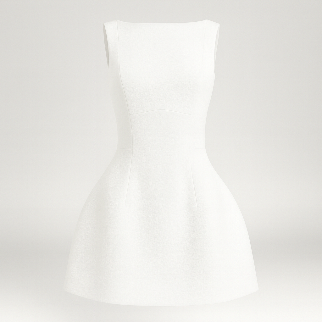 The Kiara Structured A-Line Black Dress – Dresses – White – Lila Faye