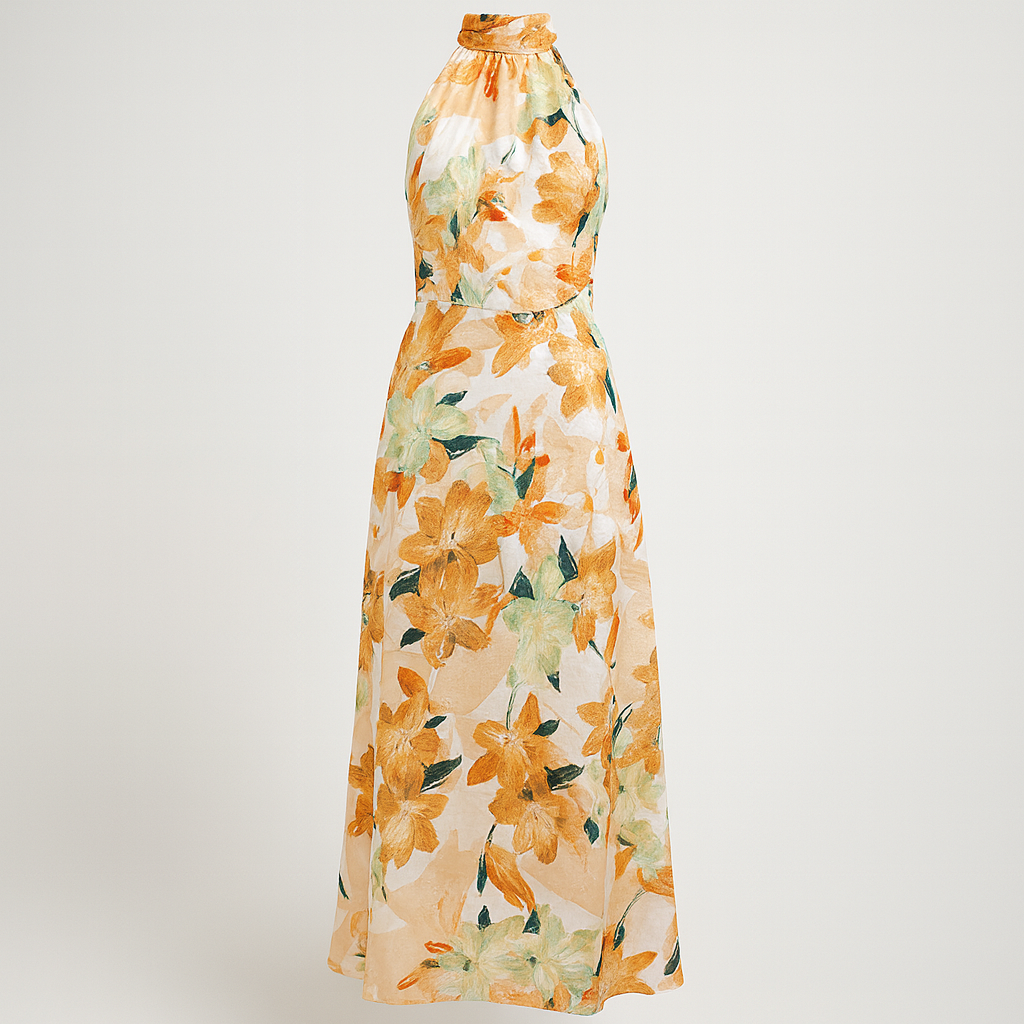 The Elara Floral Halter Dress – Dress – – Lila Faye