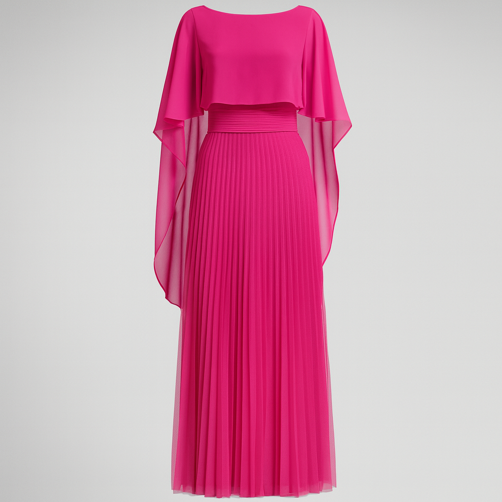 The Adriana Pleated Evening Dress – Dress – Pink – Lila Faye