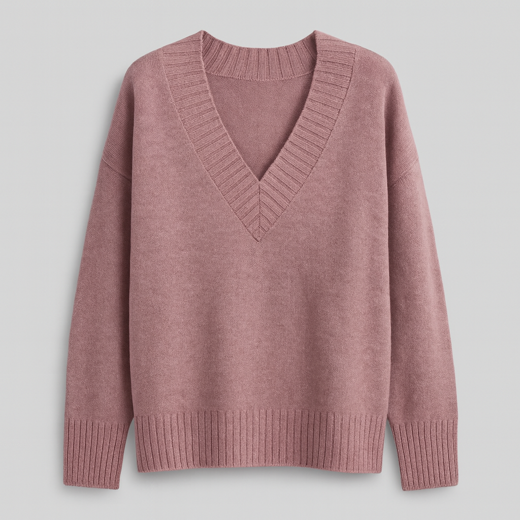 The Livia V-Neck Knit Sweater – Sweaters – Pink – Lila Faye
