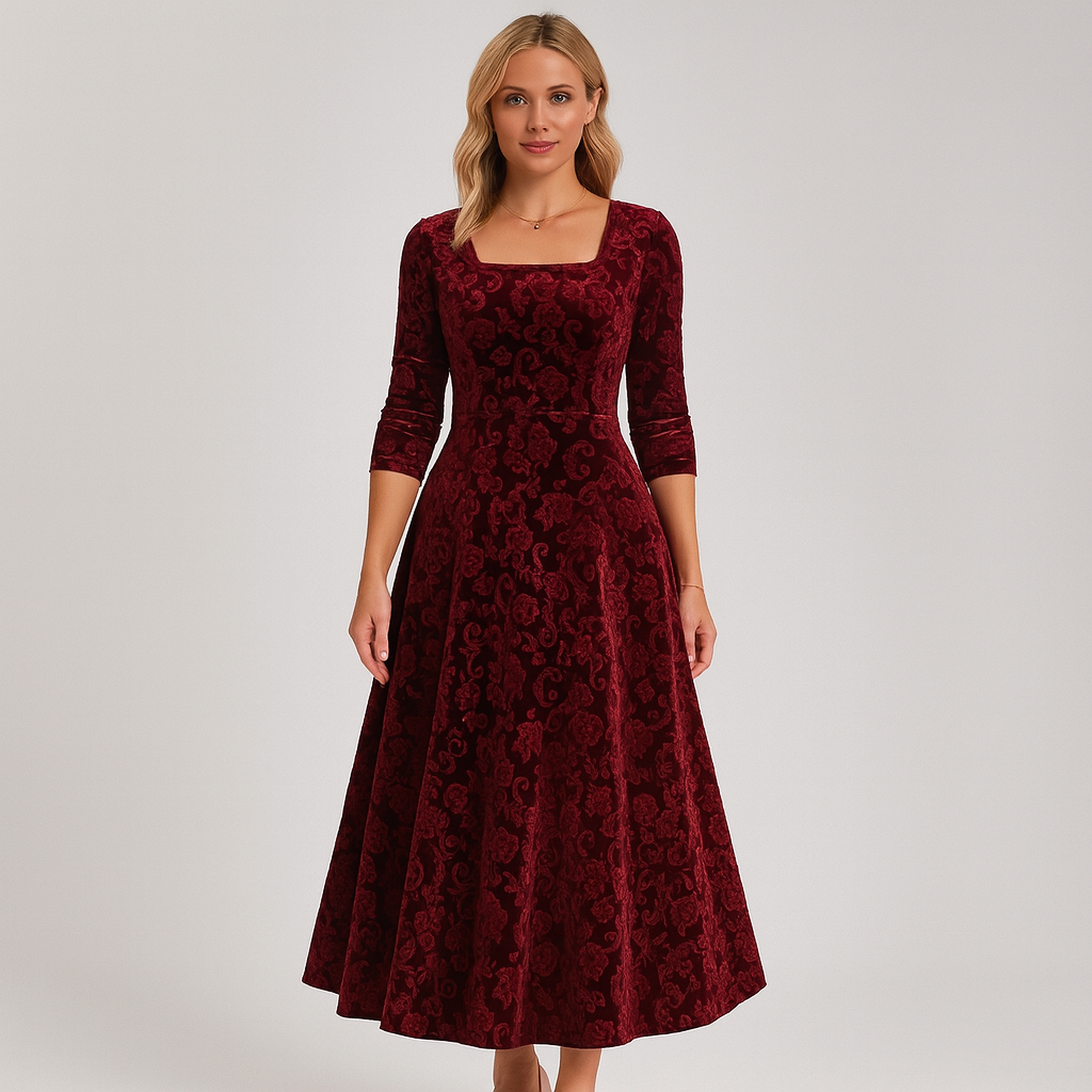 The Celeste Floral Velvet Dress – Dresses – – Lila Faye