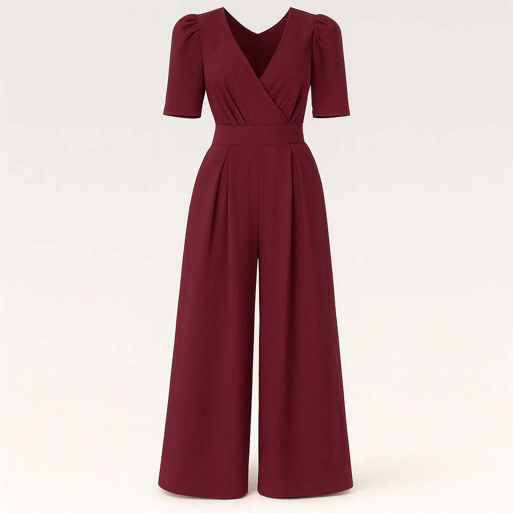 The Elara Wide-Leg Jumpsuit – Jumpsuits – Red – Lila Faye