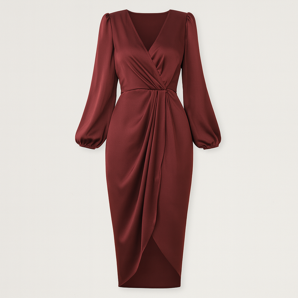 The Evelina Surplice Formal Dress – Dresses – Red – Lila Faye