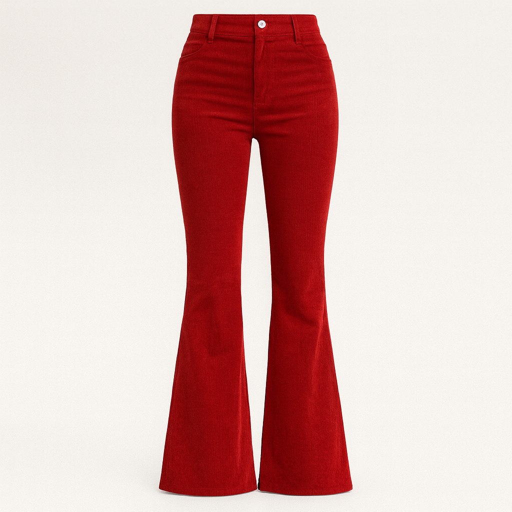 The Valentina Velvet High-Waisted Flared Pants – Trousers – Red – Lila Faye