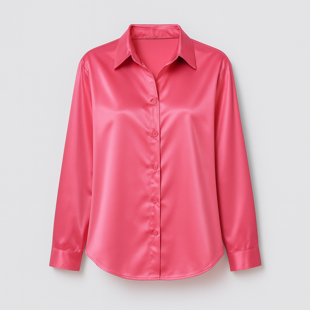 The Celestine Satin Shirt – Shirt – Rose Red – Lila Faye