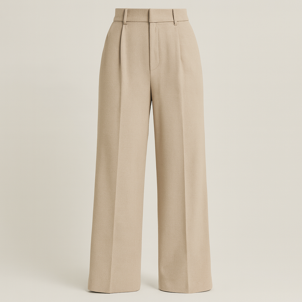 The Suki High Waist Wide Leg Trousers – Women's Pants – Beige – Lila Faye
