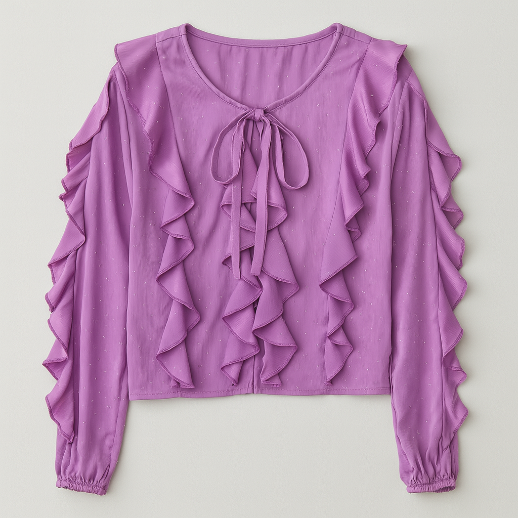 The Anya Ruffle Blouse – – Purple–Lila Faye