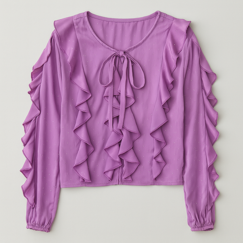 The Anya Ruffle Blouse – – Purple–Lila Faye