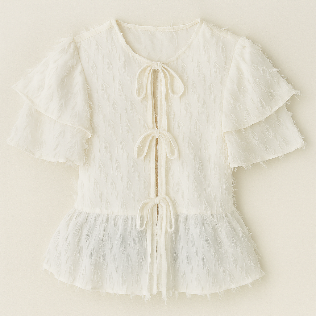 The Faith Short Sleeve Blouse – – Beige–Lila Faye