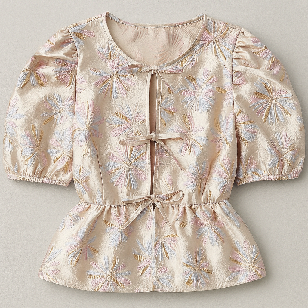 The Fleur Bloom Top – – Beige–Lila Faye