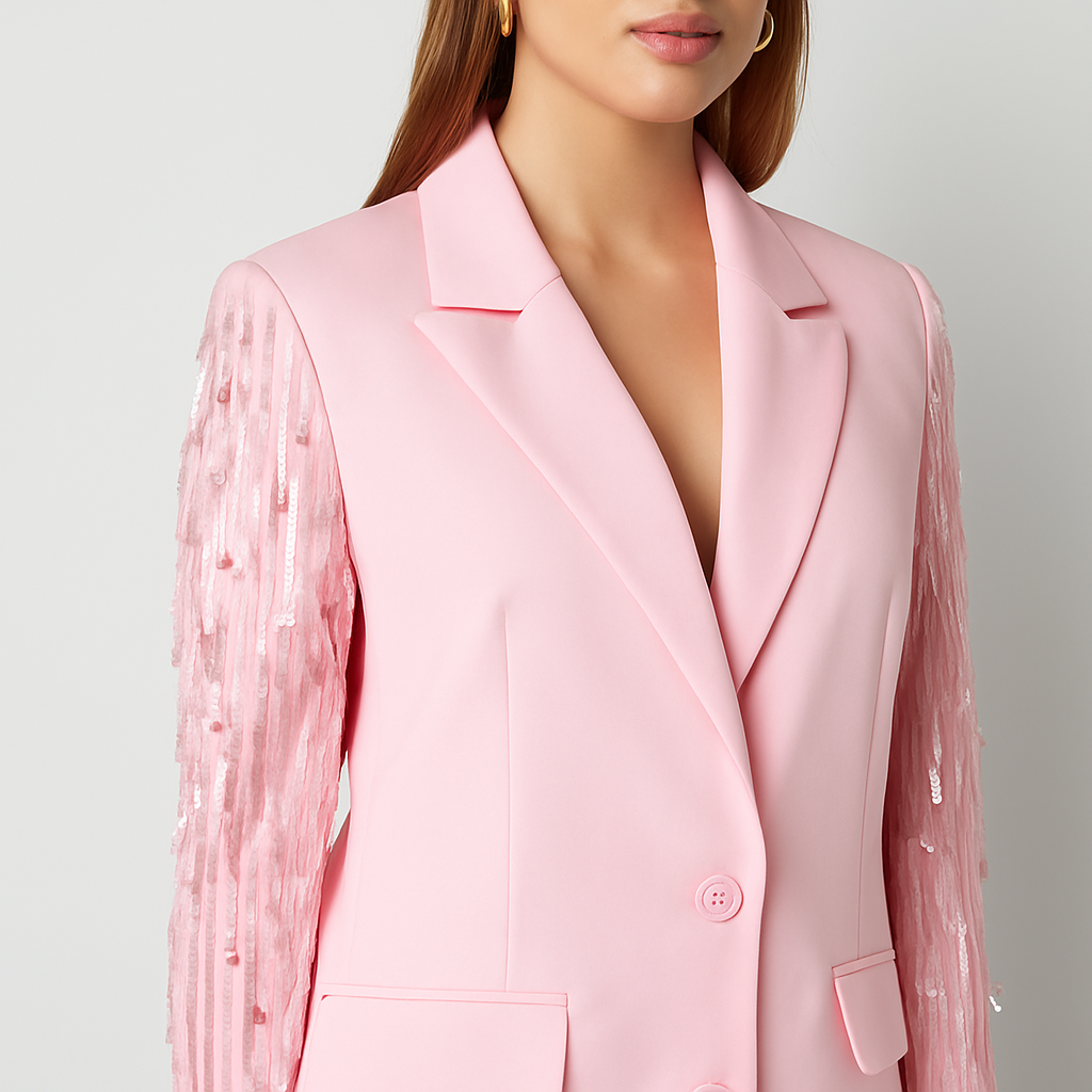 The Heidi Glitter-Sleeve Blazer – – –Lila Faye
