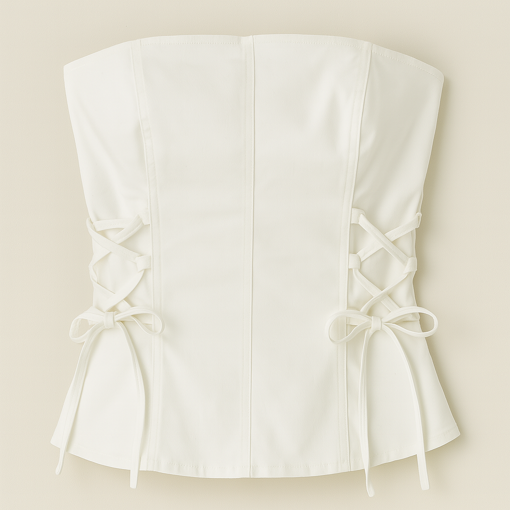 The Lauren Denim Lace Tube Top – – White–Lila Faye