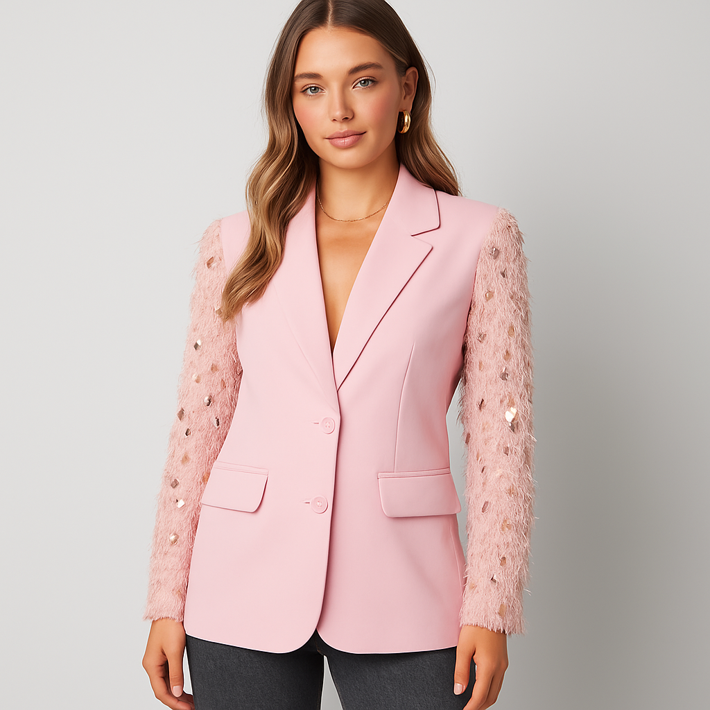 The Luna Sparkle Feather Blazer – – –Lila Faye