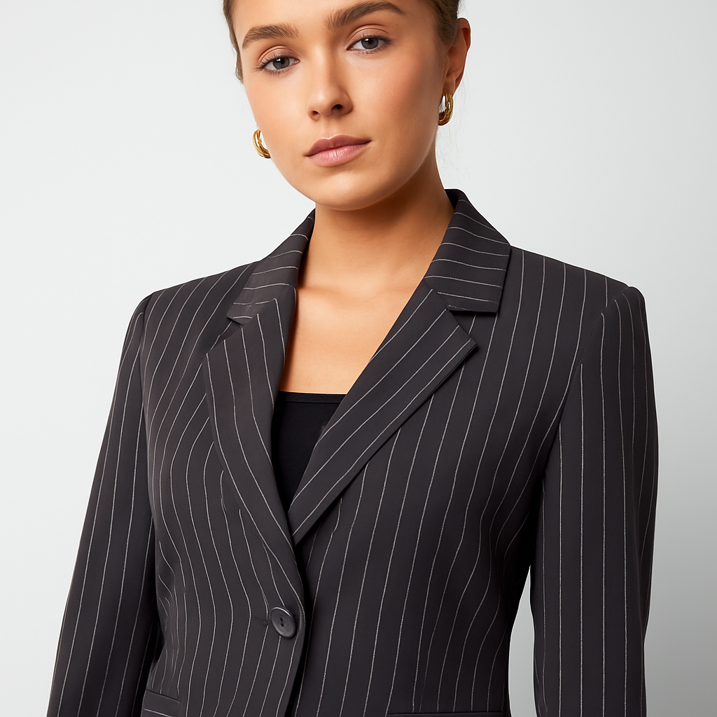 The Milani Pinstripe Cropped Blazer – – –Lila Faye