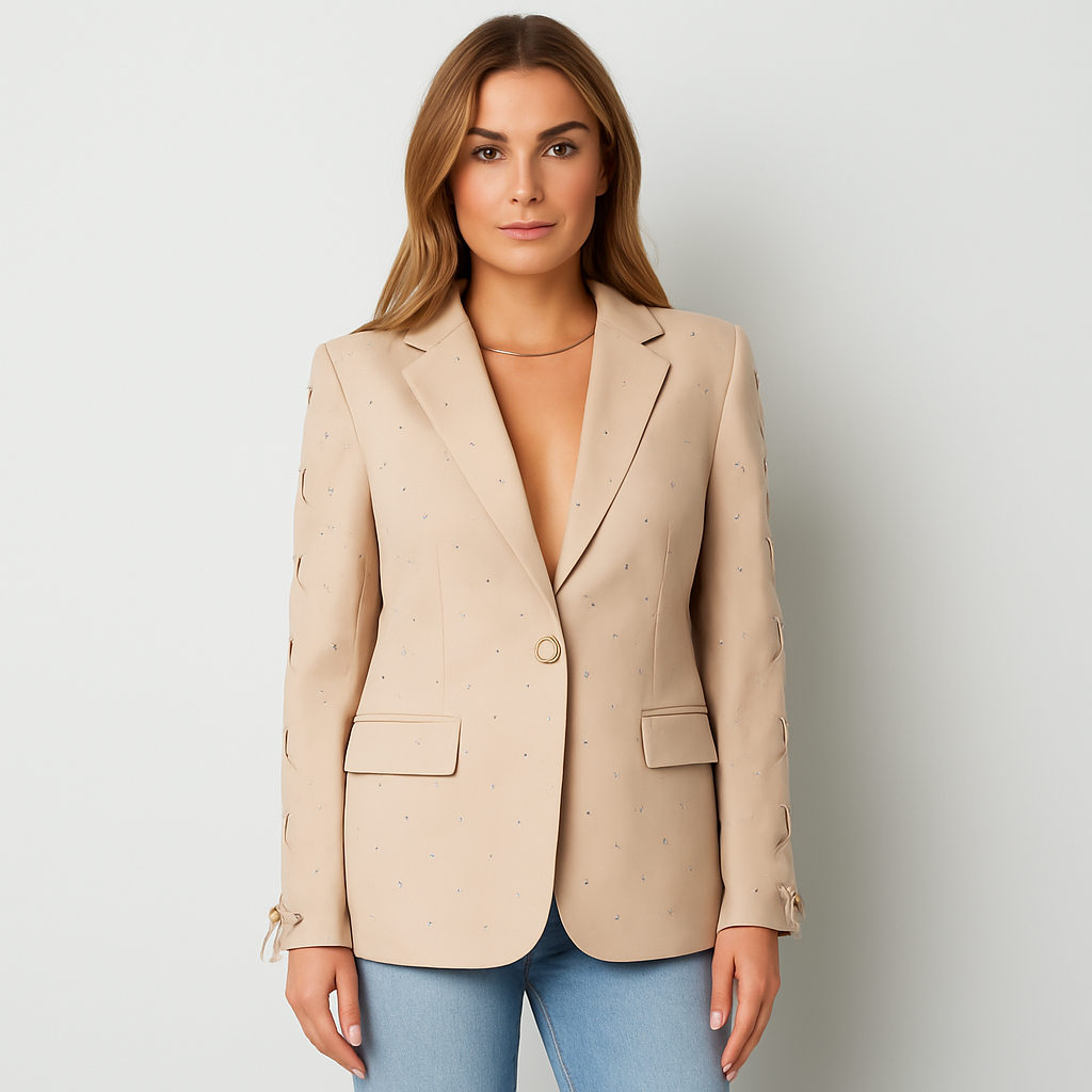 The Noa Embellished Lace-Up Blazer – – –Lila Faye