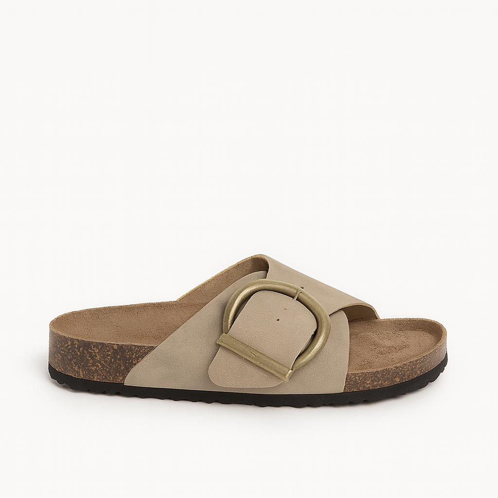 The Akiko Buckle Sandals – Sandals – Khaki – Lila Faye
