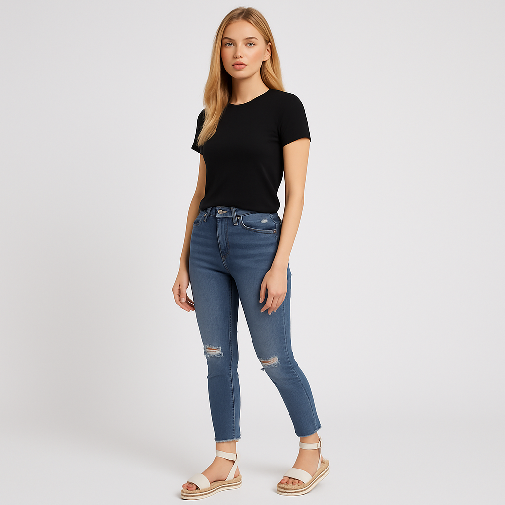 Platform sandal with ankle strap, buckle closure, and woven detailing on the midsole.