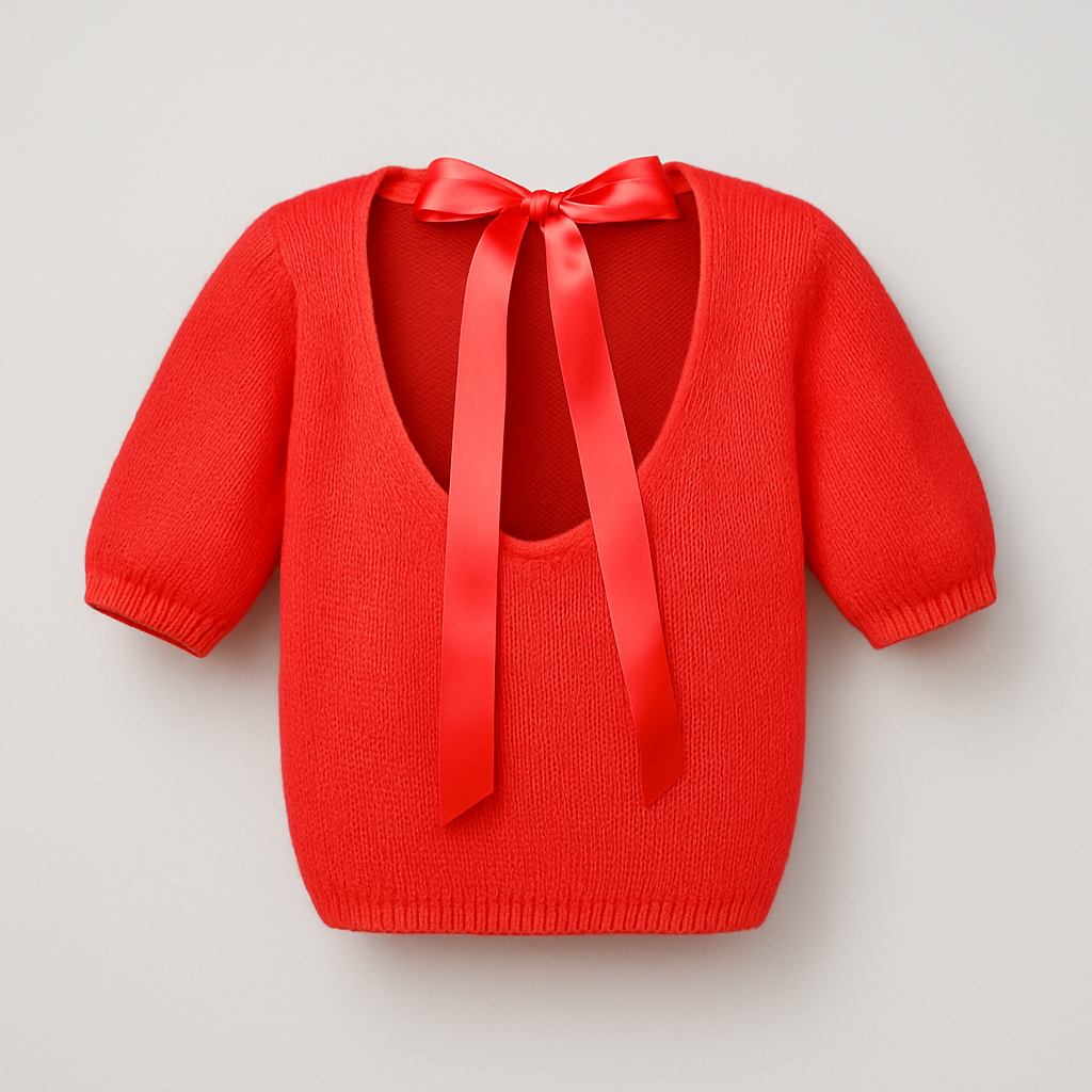 The Aria Ribbon Knit Top – – Red–Lila Faye
